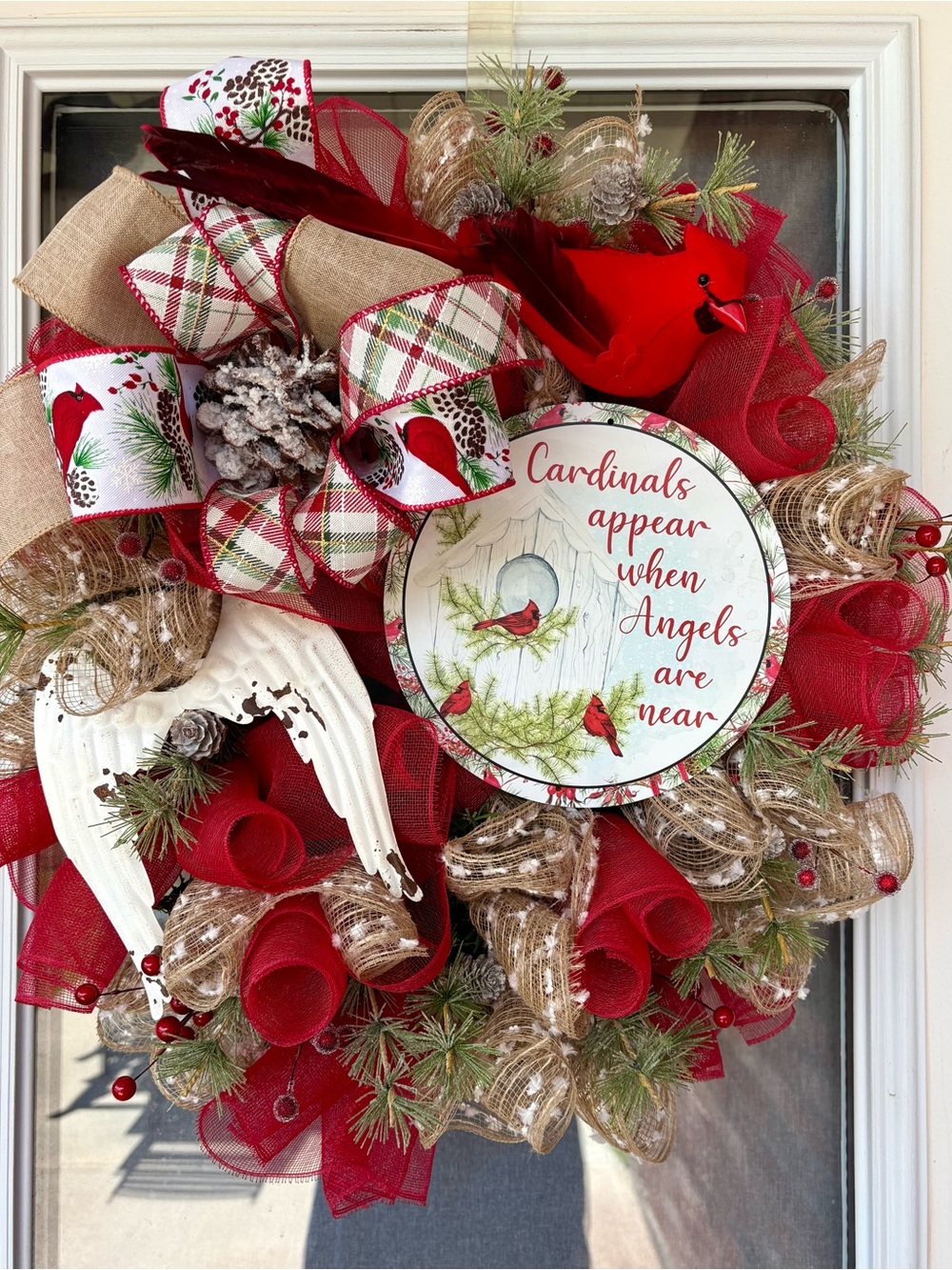 Holiday Cardinal Angel Wreath